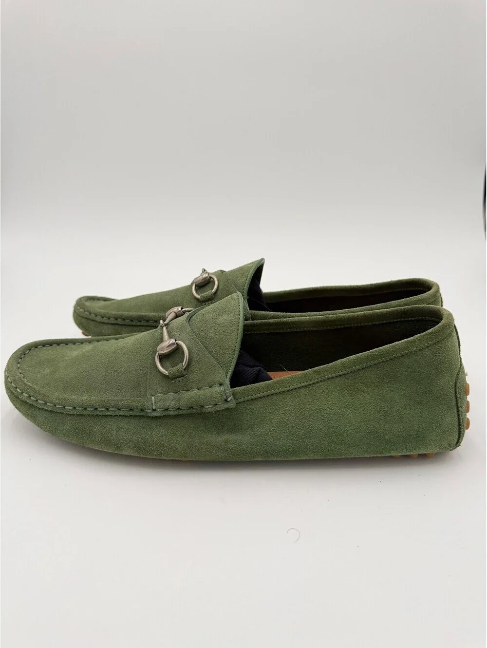 Gucci Horsebit Driving Moccasin Olive Loafers Mens Size 11.5